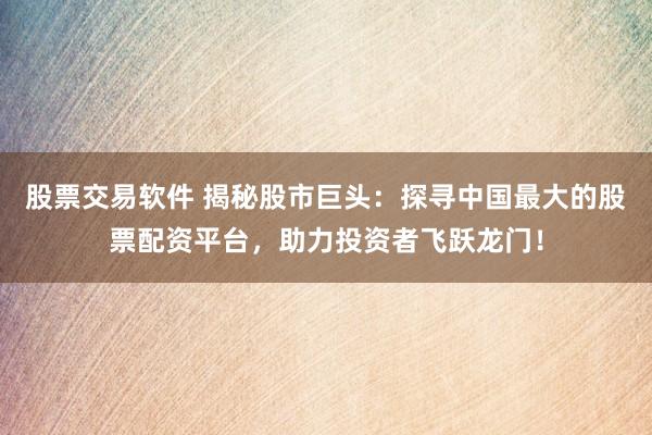 股票交易软件 揭秘股市巨头：探寻中国最大的股票配资平台，助力投资者飞跃龙门！