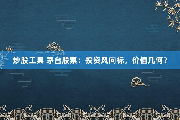 炒股工具 茅台股票：投资风向标，价值几何？