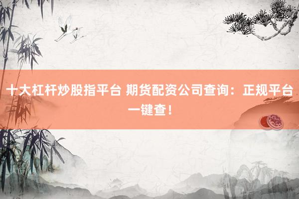 十大杠杆炒股指平台 期货配资公司查询：正规平台一键查！