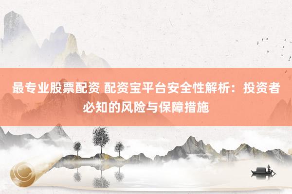 最专业股票配资 配资宝平台安全性解析：投资者必知的风险与保障措施