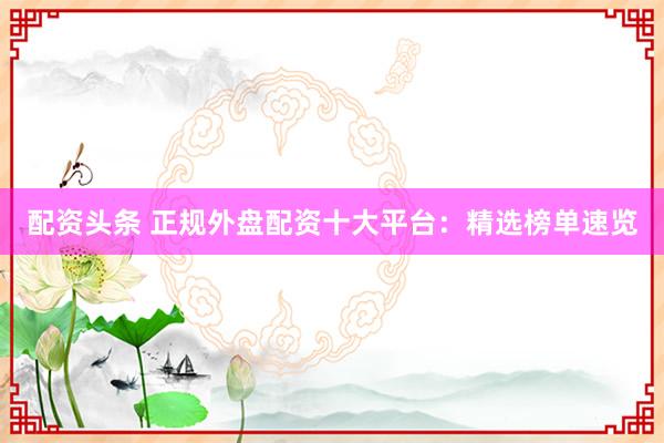 配资头条 正规外盘配资十大平台：精选榜单速览