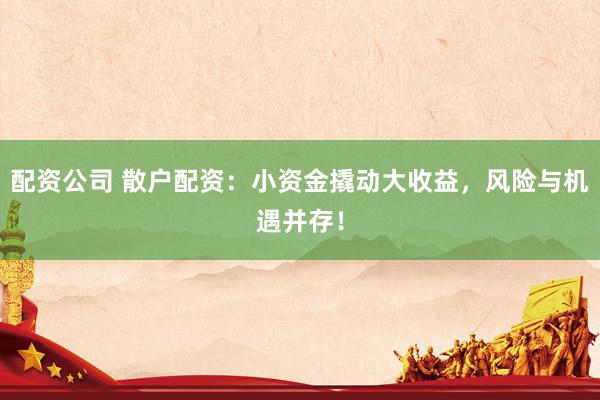 配资公司 散户配资：小资金撬动大收益，风险与机遇并存！