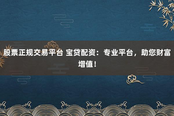 股票正规交易平台 宝贷配资：专业平台，助您财富增值！