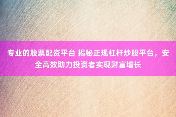 专业的股票配资平台 揭秘正规杠杆炒股平台，安全高效助力投资者实现财富增长