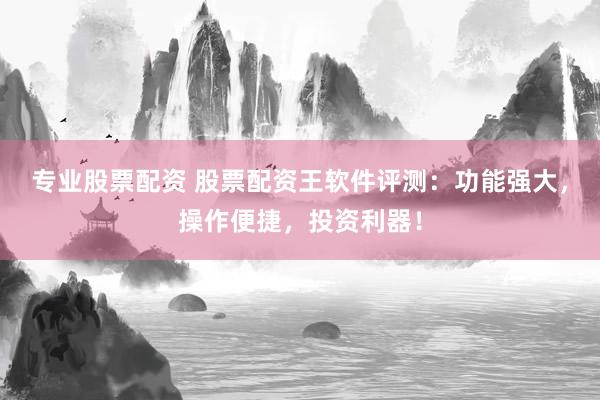 专业股票配资 股票配资王软件评测：功能强大，操作便捷，投资利器！