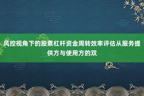 风控视角下的股票杠杆资金周转效率评估从服务提供方与使用方的双