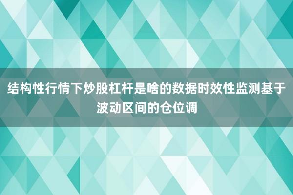 结构性行情下炒股杠杆是啥的数据时效性监测基于波动区间的仓位调